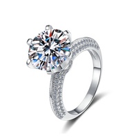 Bague luxueuse classique en argent sterling S925 avec moissanite ronde de 5 carats couleur D en forme d'œuf de pigeon pour femme