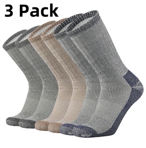 3 packs de chaussettes de randonnée en laine mérinos rembourrées pour le camping en plein air, le trekking, le cyclisme à séchage rapide et doux. - Product Image 1