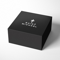 Emballage de boîte cadeau personnalisé de luxe avec insert en satin noir magnétique doublé de satin à l'intérieur pour cadeau chrétien