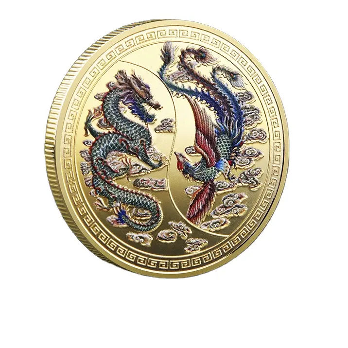 ड्रैगन फीनिक्स संग्रह चीनी चीनी भाग्यशाली सिक्के