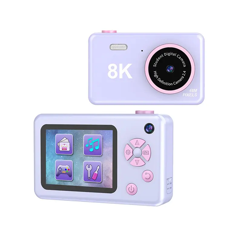 Cámara Digital para niños de 6 a 18 años, minicámara frontal y trasera recargable de 48MP, Full HD, 1080P