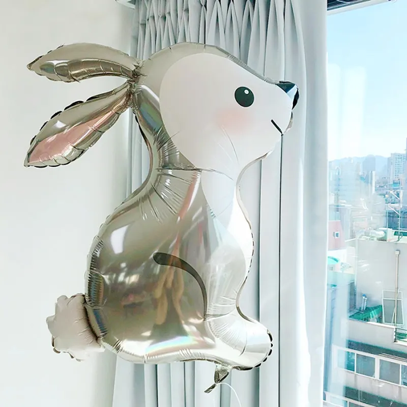 Ballon décoratif forme de lapin en film aluminium, fournitures de pâques, 12 pouces, vente en gros, fête de pâques