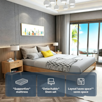 Meubles modernes en bois massif, lit moelleux Queen Tatami, style japonais avec rangement