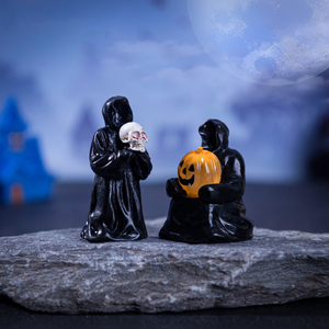 Decorazione di Halloween in miniatura morte dio figurine Mini resina zucca fantasma ornamenti per feste fai da te Halloween villaggio Bonsai artigianato - Product Image 4