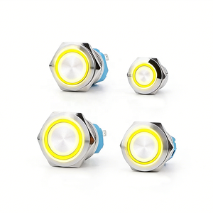 מתגי לחצן LED קטנים חדשים ממתכת, רגעיים, 12/16/19/22 מ\"מ, עמידים למים בתקן IP65, 1NO, לשימוש ברכב - Product Image 1