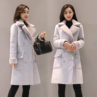 Veste d'hiver pour femmes, vêtements grande taille pour femmes, velours chaud, épaissi, faux manteaux longs, parkas, vestes à double boutonnage pour femmes