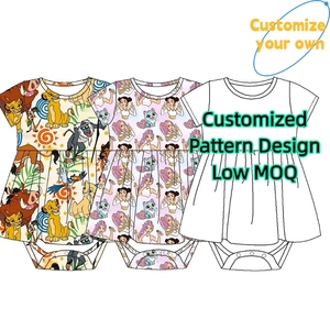 Groothandel Zomerjurkjes voor peuters, korte mouwen, ronde hals, romper, baby cartoon print, twirl jurkje, bubbel romper - Product Image 1