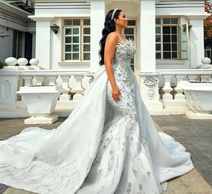 S1180Y 2026 Nuovo Abito da Sposa di Lusso di Alta Gamma, Stile Sirena, Senza Spalline, Convertibile, con Strascico Lungo, Due <span class=keywords><strong>in</strong></span> Uno - Product Image 3