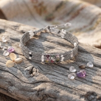 Bracelet bohème fait main en fil métallique tressé avec perles de tourmaline naturelle et perles en acier inoxydable pour femme, bijoux raffinés