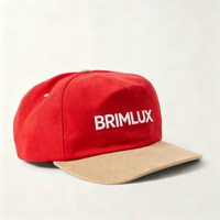 Topi Snapback Unisex Bordir Logo Custom Terlaris Berkualitas Tinggi 5 Panel Kapas dan Suede Brim Baseball Cap