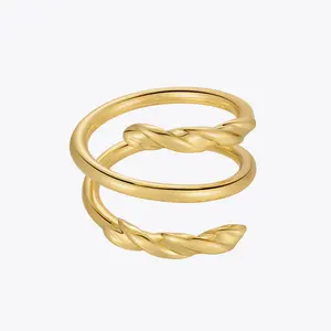 Original Design 18K Gold Plated Brass Jewelry Spring Twist Rings New In For Women Gift Accessories Rings R224170