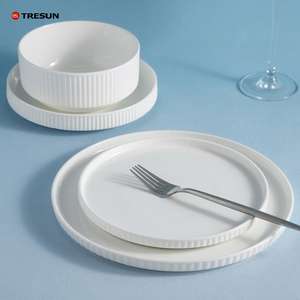 Nhà Bếp Trung Quốc Vajillas Bộ Đồ Ăn Khách Sạn Tùy Chỉnh 16 Pcs Sứ Fine New Bone Trung Quốc Nổi Trắng Tấm Bát Bộ Đồ Ăn - Product Image 3