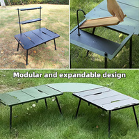 Table de camping pliable réglable en hauteur, portable, à quatre plis, détachable, multifonctionnelle, extensible, pour barbecue, pique-nique, table IGT