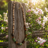 Nouveau design Collier unisexe en perles de pierre naturelle œil de tigre irrégulières et perles de coquille de noix de coco, pour le quotidien et les cadeaux