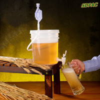 Couvre-bidon de fermentation de 5 gallons avec trou de perçage et valve d'aération - Bulleur cylindrique en 3 pièces : facile à démonter et à nettoyer