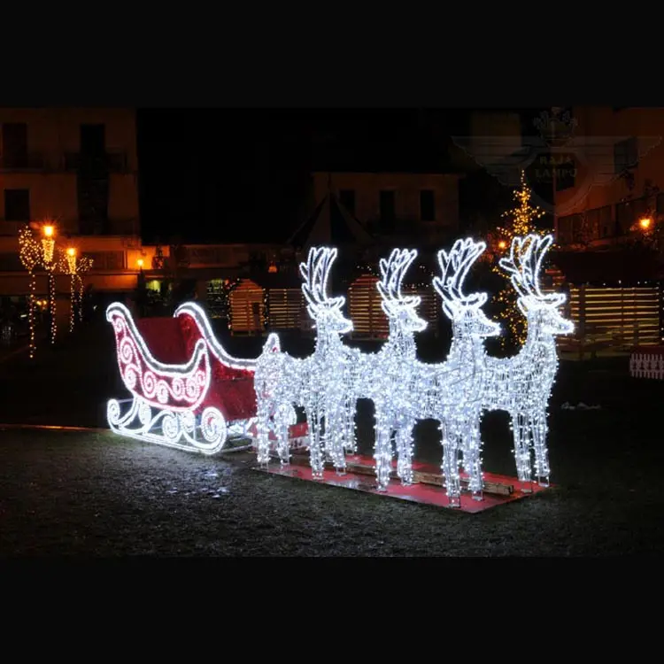 Luces led de Reno para trineo de Papá Noel, decoración para exteriores