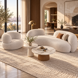 Conjunto de Sofá Curvo Moderno en Color Rosa, Muebles Semicirculares para Sala de Estar - Product Image 2