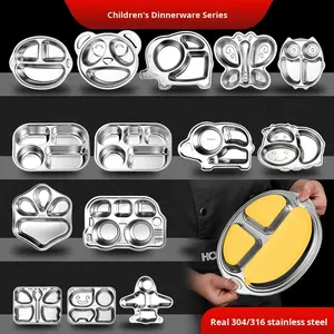 Plat de riz divisé en acier inoxydable 304 <span class=keywords><strong>jetable</strong></span> pour enfants <span class=keywords><strong>assiette</strong></span> de dessin animé domestique pour bébé pour la maternelle - Product Image 2