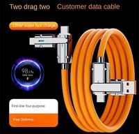 Chargeur de téléphone intelligent 120W 4-en-1 5A Super Rapide avec câble de données USB Type-C de 1m blindé en alliage de zinc et tressé en silicone