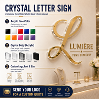 Papan Nama Huruf Akrilik Kristal Custom EZD, Logo 3D, Papan Nama Dinding, Papan Nama Cermin Emas untuk Toko Perhiasan, Salon Kecantikan, Kantor