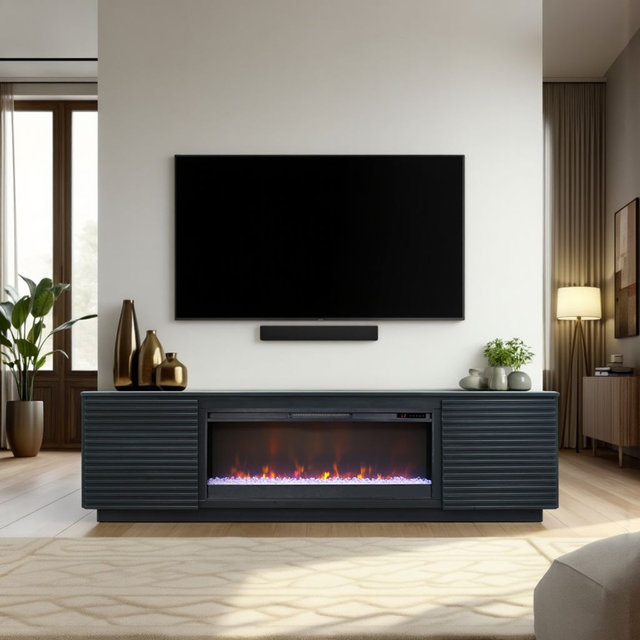 AJUNION Electric Fireplace TV Console Living Room Luxury Wood Tv Stand with Fireplace for TVs up to 100"