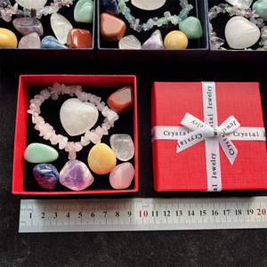 Hộp quà đá thạch anh tự nhiên hỗ trợ tùy chỉnh, vòng tay, đá cuội hình trái tim, bộ trị liệu - Product Image 6