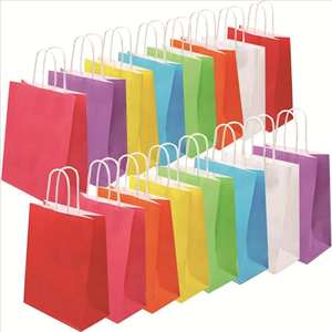 Barato al por mayor 13 colores Favor <span class=keywords><strong>de</strong></span> <span class=keywords><strong>fiesta</strong></span> caramelo <span class=keywords><strong>de</strong></span> colores reutilizable bolsa <span class=keywords><strong>de</strong></span> papel Kraft con asa para cumpleaños - Product Image 2