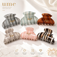 Ume Vente en gros conception personnalisée Logo doré Durable luxe rose rayure gravé personnage pinces à cheveux Acetato De Celulosa