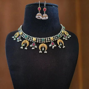 Collar oxidado de perlas, gotas de perlas para aspecto nupcial, joyería india, producto a granel hecho a mano, producto a granel - Product Image 1