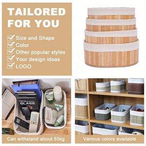 Ensemble de 3 paniers de rangement en bambou naturel véritable, bon marché et vendu, panier en bambou avec doublure - Product Image 5