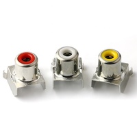Conector RCA Hembra de Ángulo Recto de 3 Pines, Plateado, AV-8.4-3-S, para PCB, 0.2A 50V DC 0.03
