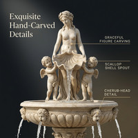 Fontaine en marbre européen en gros, statue de déesse, élément aquatique, bec en coquille de chérubin sculpté à la main pour manoir, parc, hôtel