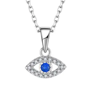 Ciondoli personalizzati occhio 5A zircone regali donna gioielli in argento Sterling 925 placcato rodio con pietre preziose blu