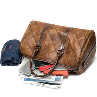 Sac de voyage pratique avec grande capacité, durable et résistant à l'usure, en cuir véritable, style vintage, fermeture à glissière