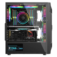 Computadora de Escritorio para Juegos con Chasis Transparente Personalizado, CPU I3-12100F, 8GB de RAM DDR4, SSD SATA de 256GB, PC para Juegos de 500W para Estudiantes