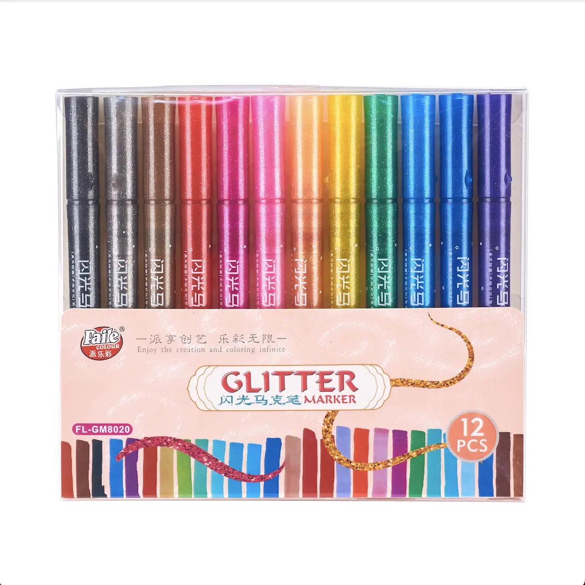 12 Colors Glitter Markers Metallic Pens Sparkling Pens Reversible Nib Art Drawing Pens for Christmas Card Making