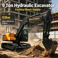 Excavatrice hydraulique de 9 tonnes, fourniture directe d'usine, moteur haute performance de 53 kW, pour travaux de construction générale
