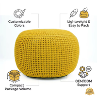 Pouf ottoman rond en polyester tricoté à la main, repose-pieds pour la décoration du salon