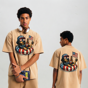Camiseta de Algodón Extra Grande Personalizable de 250 g/m² con Gráfico Patriótico de Perro para el Día de la Independencia de EE. UU. - Product Image 1