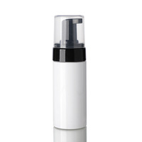 Flacon pompe vide en plastique PET 30ml/50ml/60ml/100ml/120ml/150ml/200ml blanc bleu pour nettoyant visage mousse, sérigraphié brillant