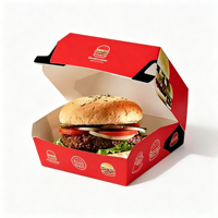 Boîte à hamburger anti-graisse avec logo personnalisé, en carton blanc, emballage jetable pour burgers, vente en gros pour la restauration rapide à emporter