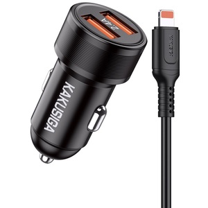 Chargeur de voiture Kakusiga 2xUSB 5V 2.4A Charge rapide avec câble - Product Image 1