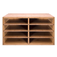 Organisateur de documents de bureau en bambou, porte-documents A4, 8 compartiments, un seul niveau, couleur naturelle, pour usage de bureau