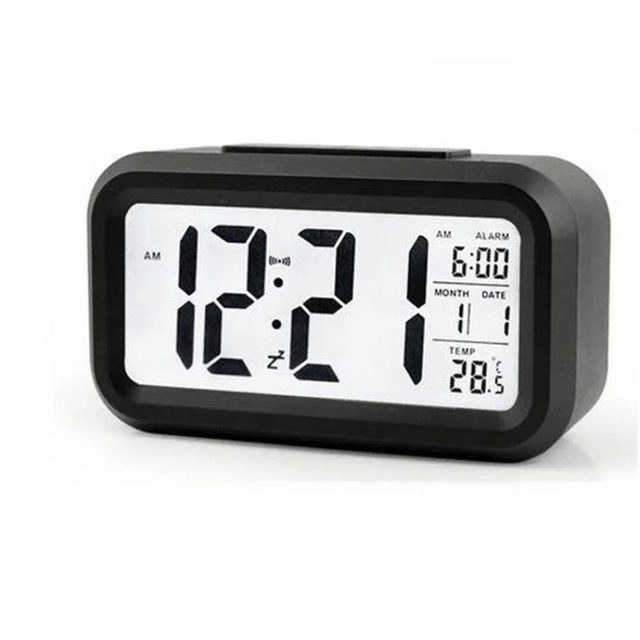 LED Digital Alarm Clock Backlight Snooze Data Time Calendar Desktop Digital LCD Alarm Clock with Calendar Thermometer
