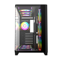 AntarcChill Custom Curved Tempered Glass Front Panel Black ATX Gaming Case Pc Cabinet Computer Cases Towers for Gaming Pc