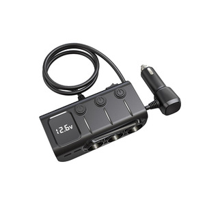 120W 3-<b>Socket</b> Car Cigarette Lighter Splitter PD 36W Fast Charger with 3 <b>USB</b> Ports, DC 12V/24V Car Charger Adapter with LED Volta - Product Image 3