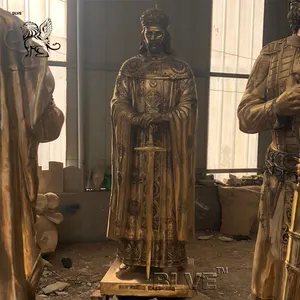 Al aire libre occidental famoso caballero tamaño real el Imperio carolingio latón Charlemagne estatuas Carlos el gran escultura de bronce