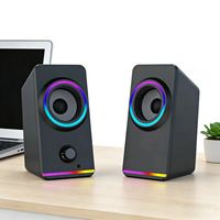 Speaker Gaming Premium 10W Bass Stereo HiFi RGB Backlit Berkabel 2.1 Channel Dua Arah Kontrol Sentuh USB 3.5mm Aux Jack