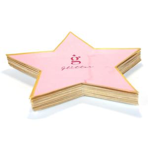 Assiettes en papier jetables compostables de luxe en gros, forme étoile, dorées, roses, finition brillante/mate, personnalisables pour biscuits et salades - Product Image 3