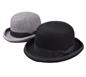 Fashion Trendy Unisex Mens Wool Felt Bowler <b>Hat</b> Formal Derby <b>Hat</b> <b>Flat</b> Top Fedora <b>Hats</b> Short Brim - Product Image 1
